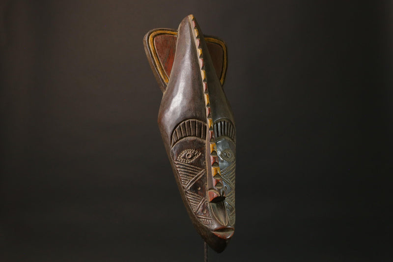 African wood mask antiques Face Vintage Carved Wood Baule Antique Masks for wall-7472