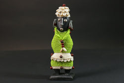 African Wooden statue Beaded Dolls from Cameroon Decorative Folk Art-G2066