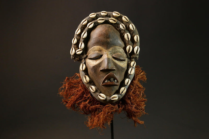 African Mask Hand-Carved Dan Zapke Mask African Wood Home Décor Wall Art-G1420