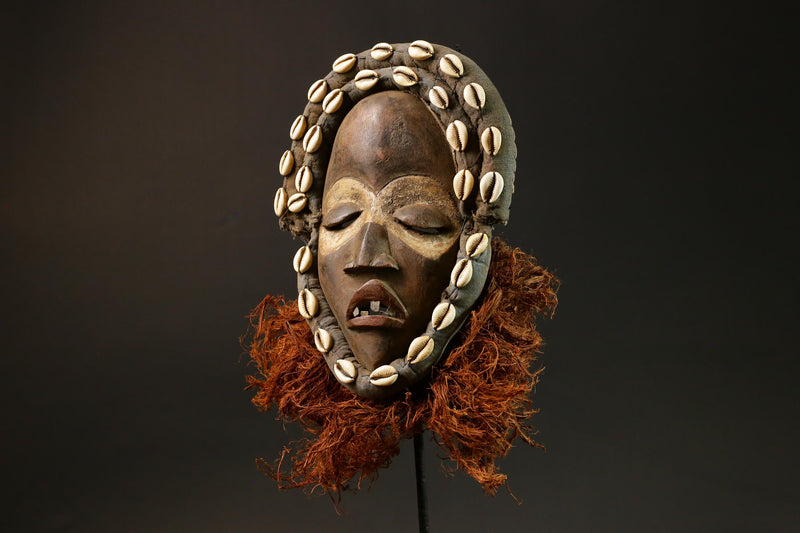 African Mask Hand-Carved Dan Zapke Mask African Wood Home Décor Wall Art-G1420