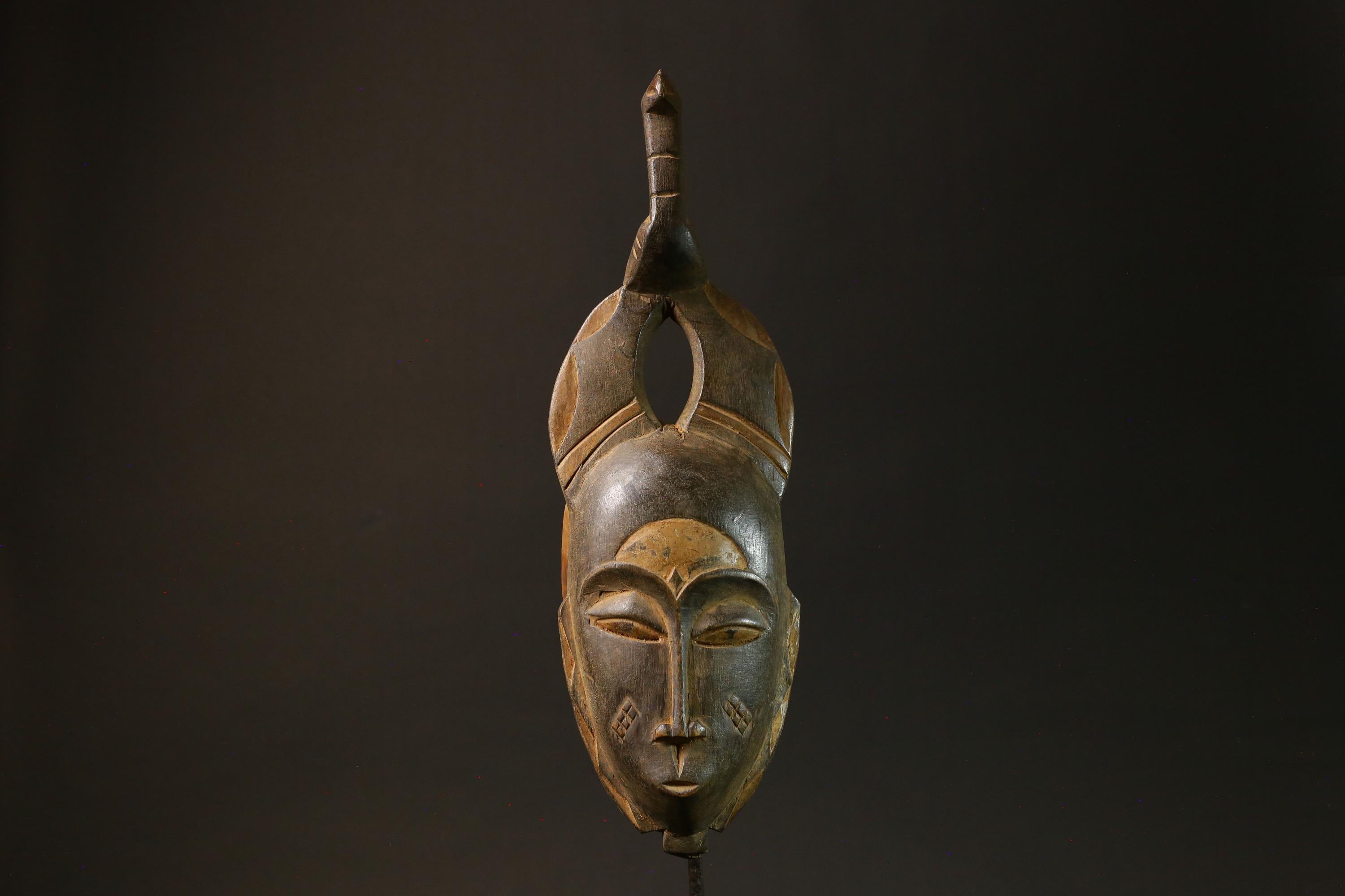 African Handmade Mask Wooden Guro Passport Mask Authentic Art Wall Decor-4443