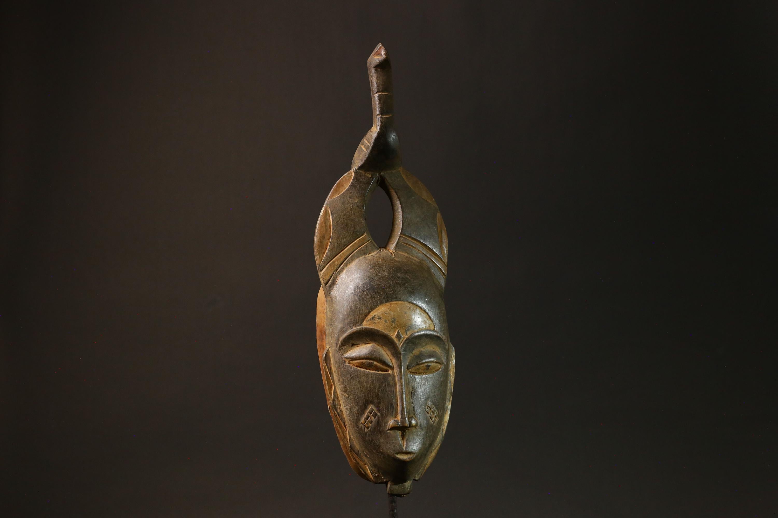 African Handmade Mask Wooden Guro Passport Mask Authentic Art Wall Decor-4443