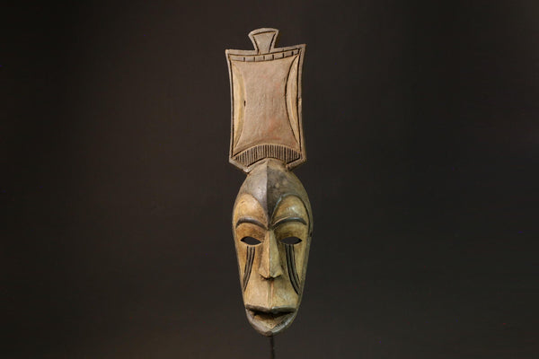 African Mask Antique Wood Mask Baule Face Wall Hanging Primitive Art Decor-7837