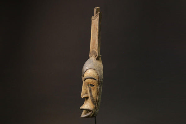 African Mask Antique Wood Mask Baule Face Wall Hanging Primitive Art Decor-7837