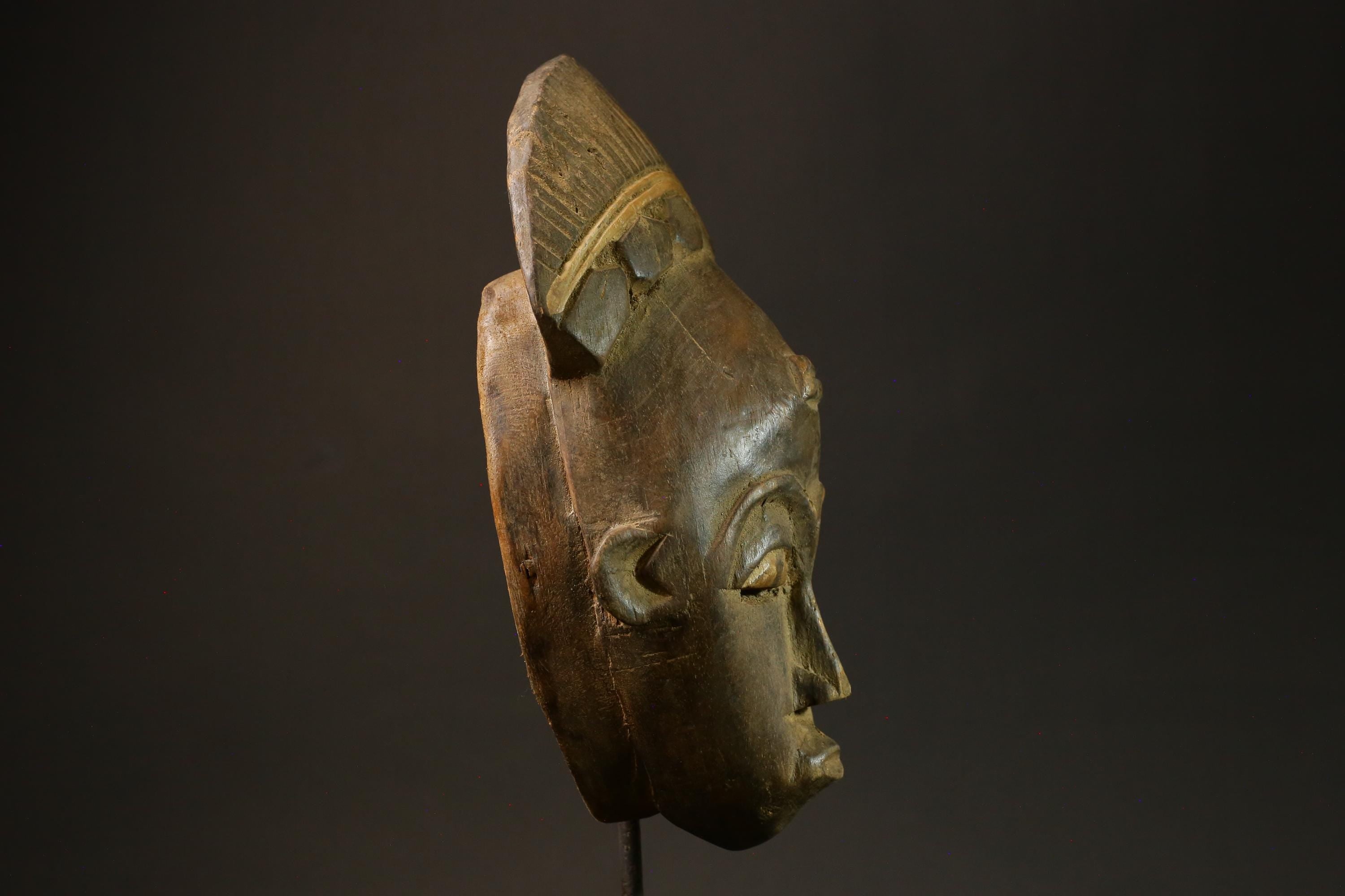African Mask Vintage Tribal Face Antique Wood Carved Wall Hanging Decor- 4445