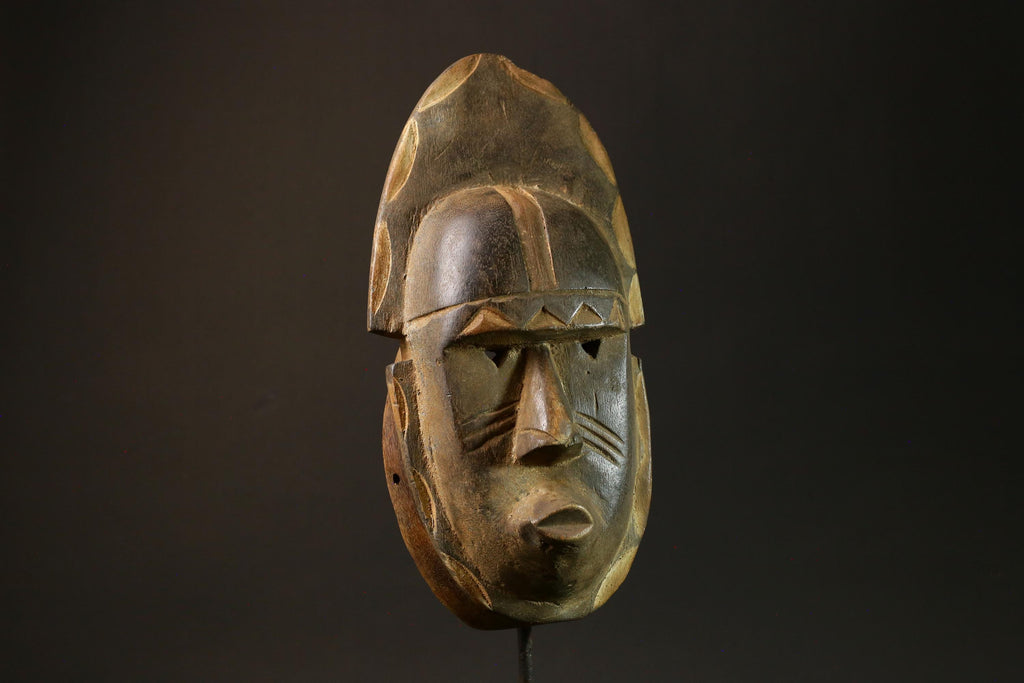 African Guru Bula Mask Hand-Carved Solid Wood Wall Hanging Decor Mask -4447