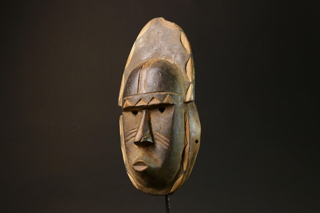 African Guru Bula Mask Hand-Carved Solid Wood Wall Hanging Decor Mask -4447