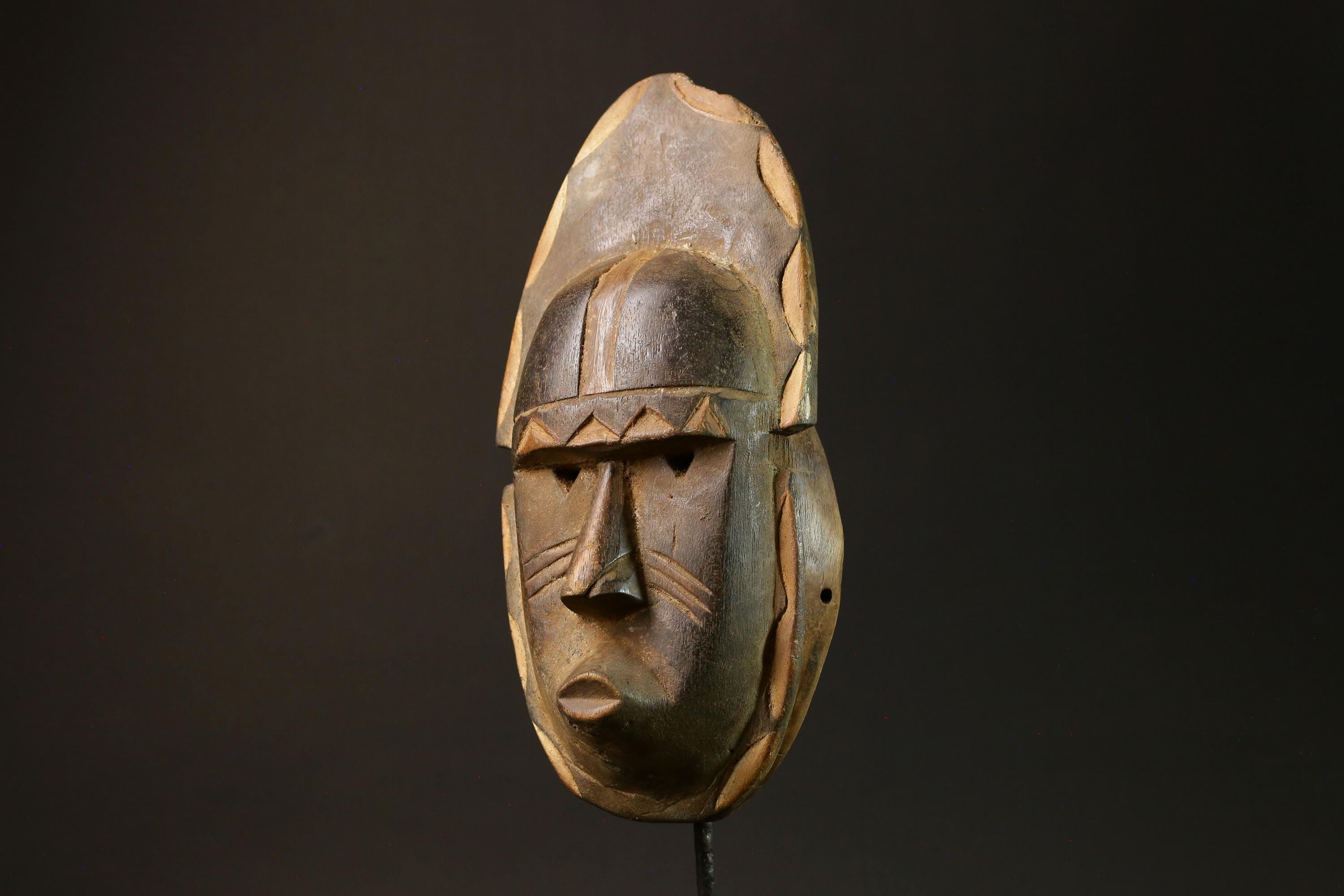 African Guru Bula Mask Hand-Carved Solid Wood Wall Hanging Decor Mask -4447