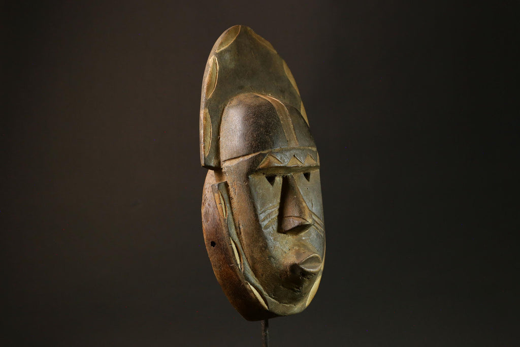 African Guru Bula Mask Hand-Carved Solid Wood Wall Hanging Decor Mask -4447