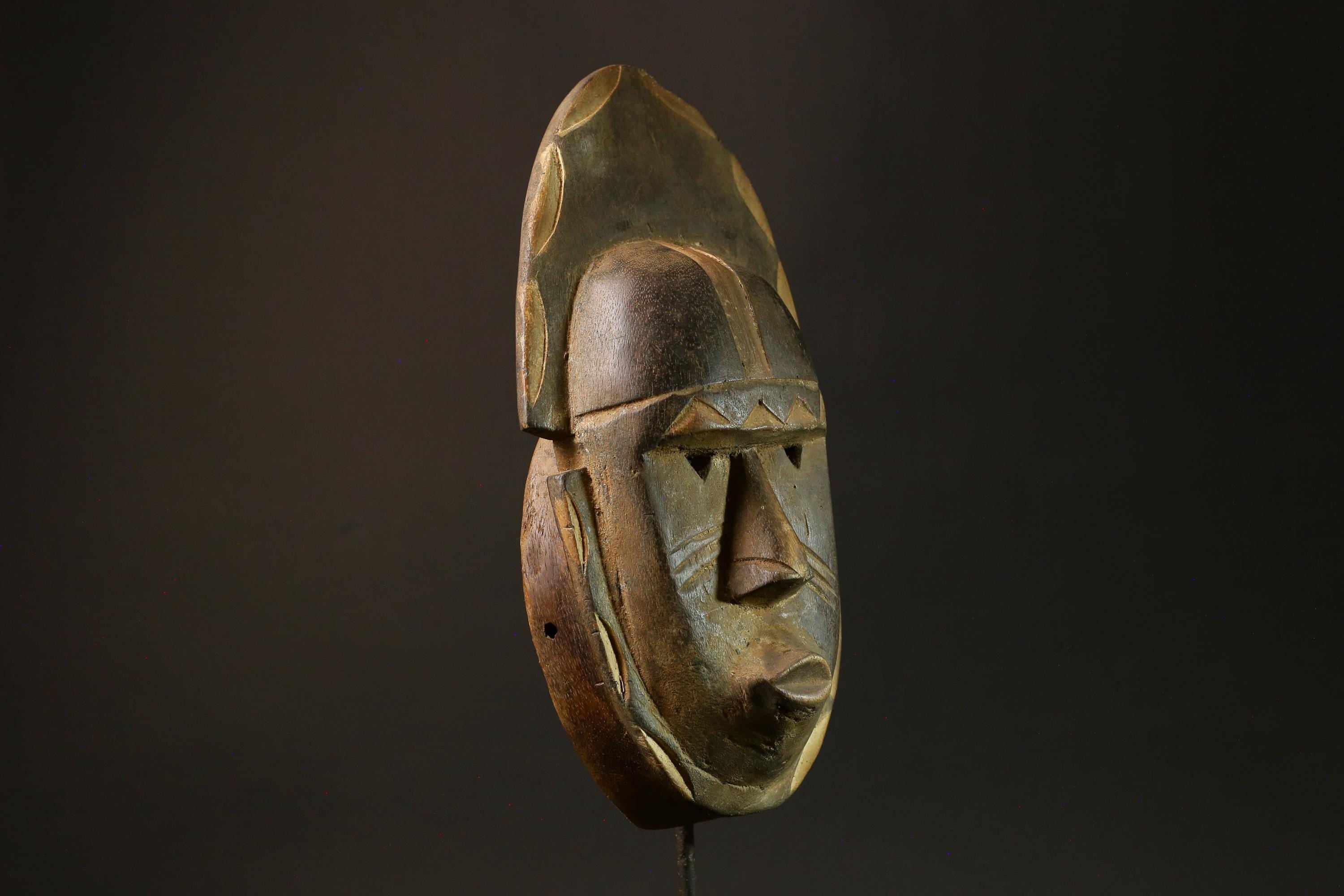 African Guru Bula Mask Hand-Carved Solid Wood Wall Hanging Decor Mask -4447