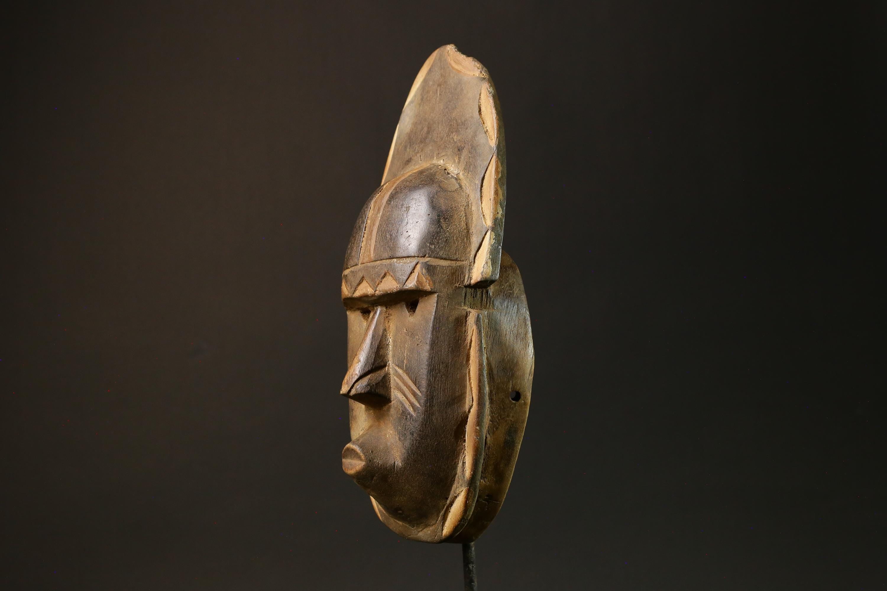 African Guru Bula Mask Hand-Carved Solid Wood Wall Hanging Decor Mask -4447