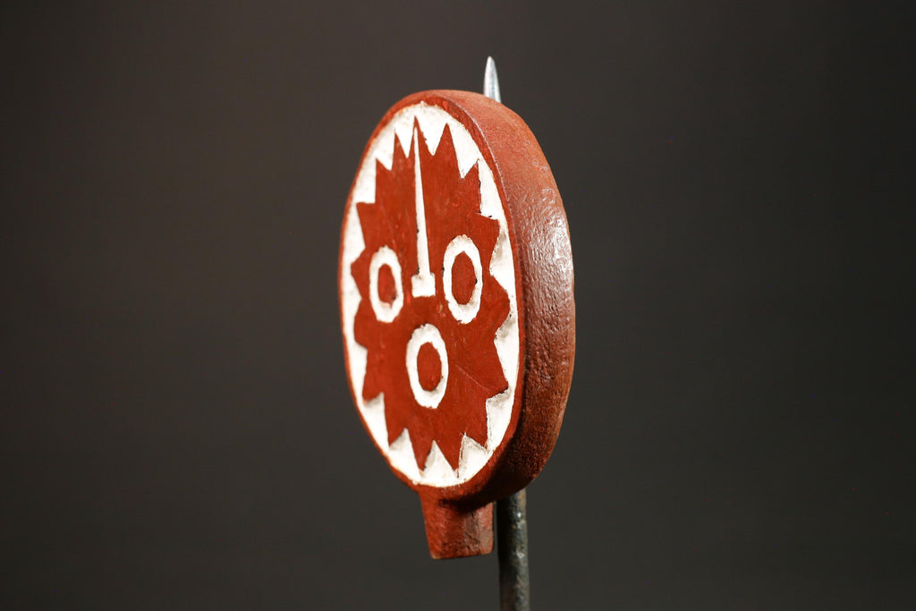 African Sun Mask Handcrafted Red and White Wood from BWA BOBO Tribe Masks for wall-G3037