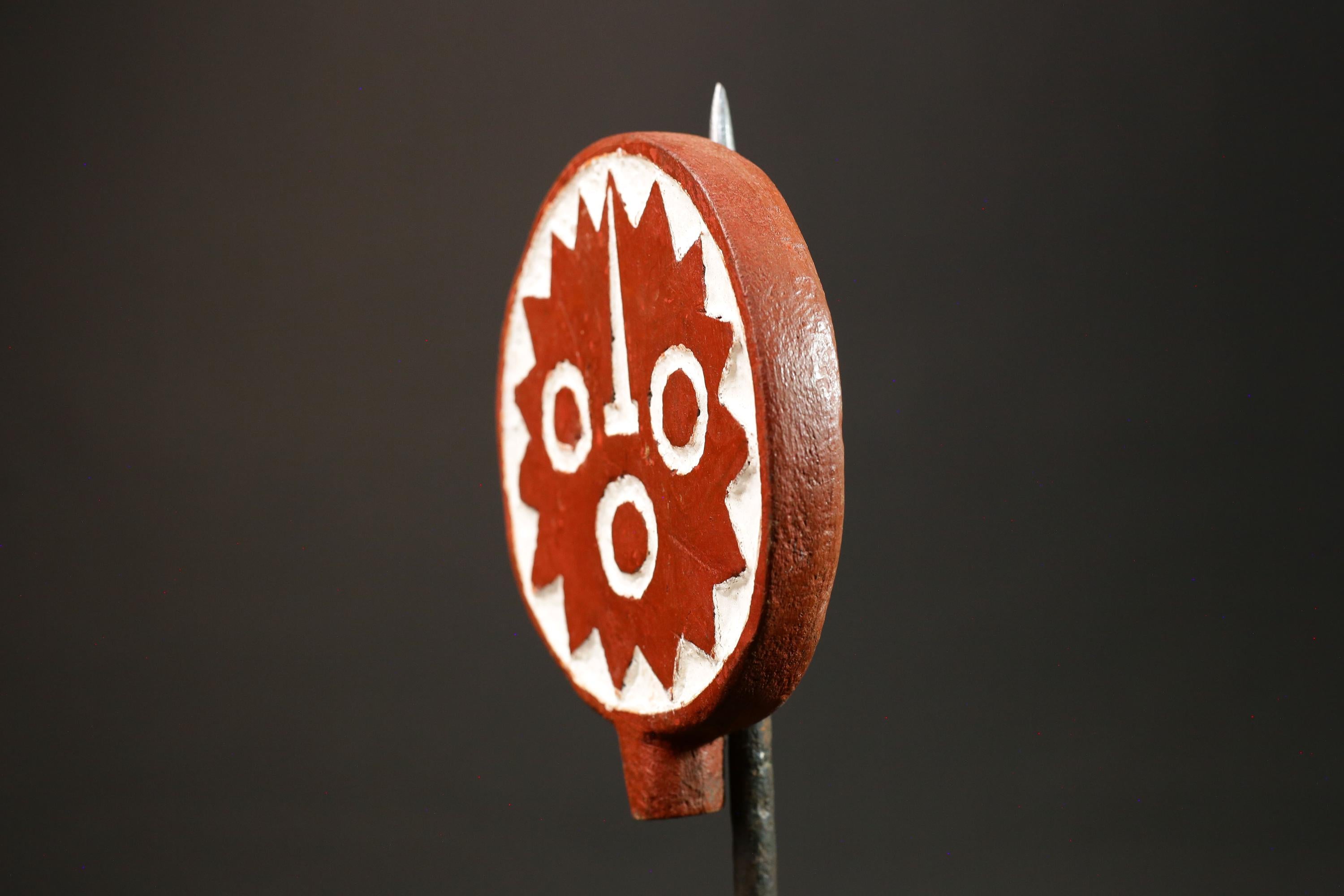 African Sun Mask Handcrafted Red and White Wood from BWA BOBO Tribe Masks for wall-G3037
