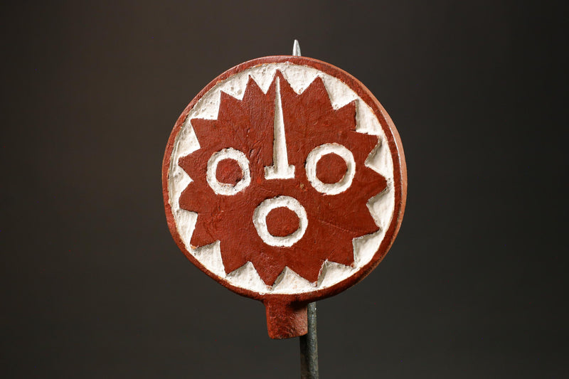 African Sun Mask Handcrafted Red and White Wood from BWA BOBO Tribe Masks for wall-G3037