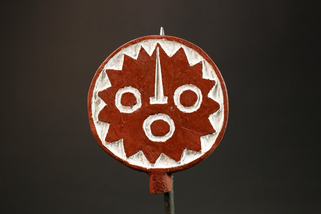 African Sun Mask Handcrafted Red and White Wood from BWA BOBO Tribe Masks for wall-G3037