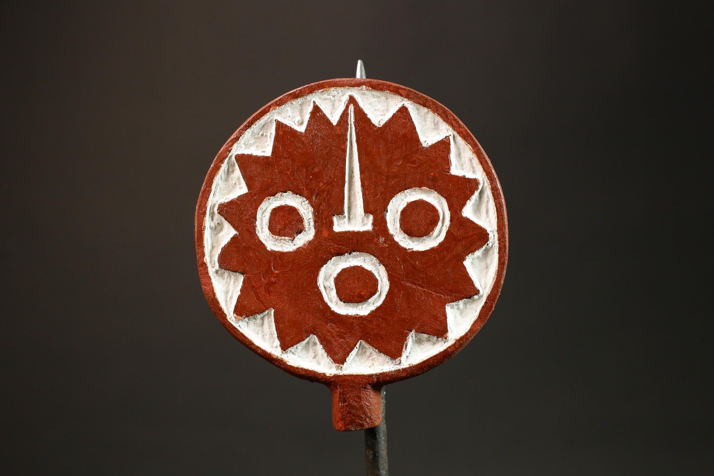 African Sun Mask Handcrafted Red and White Wood from BWA BOBO Tribe Masks for wall-G3037