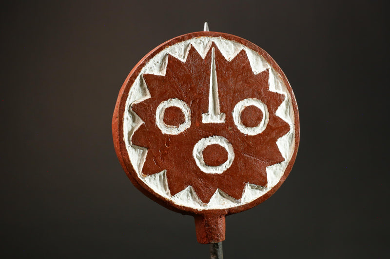 African Sun Mask Handcrafted Red and White Wood from BWA BOBO Tribe Masks for wall-G3037