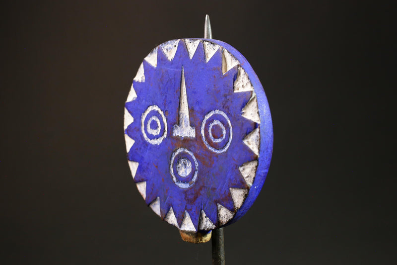 African Sun Mask-Handcrafted Blue Wood from Bwa Bobob Tribe Wall Decor Masks for wall-G3043