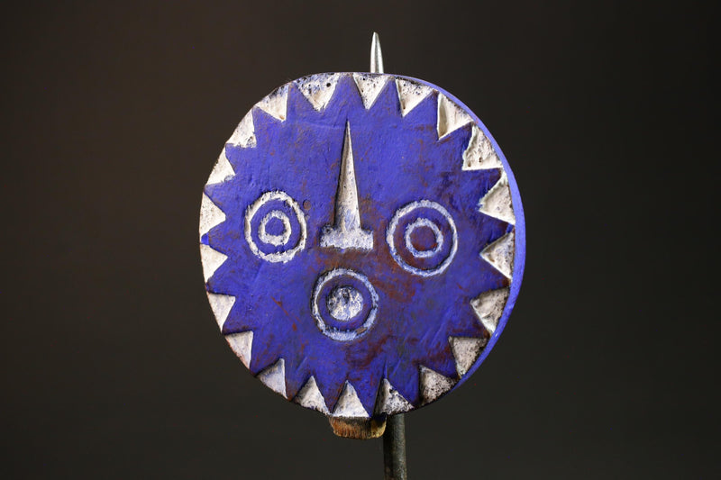 African Sun Mask-Handcrafted Blue Wood from Bwa Bobob Tribe Wall Decor Masks for wall-G3043