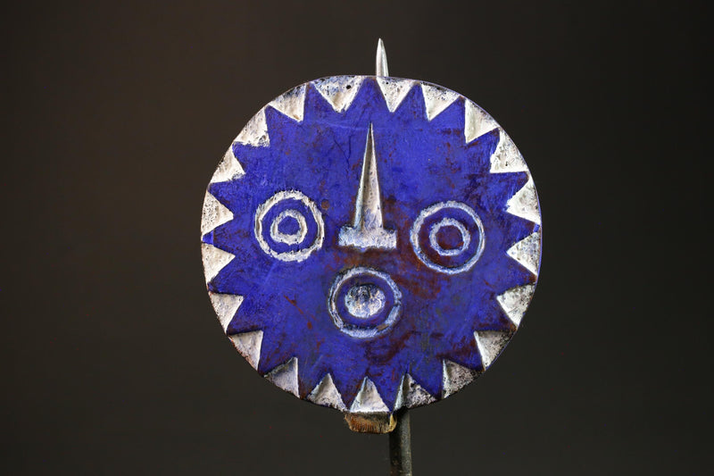 African Sun Mask-Handcrafted Blue Wood from Bwa Bobob Tribe Wall Decor Masks for wall-G3043