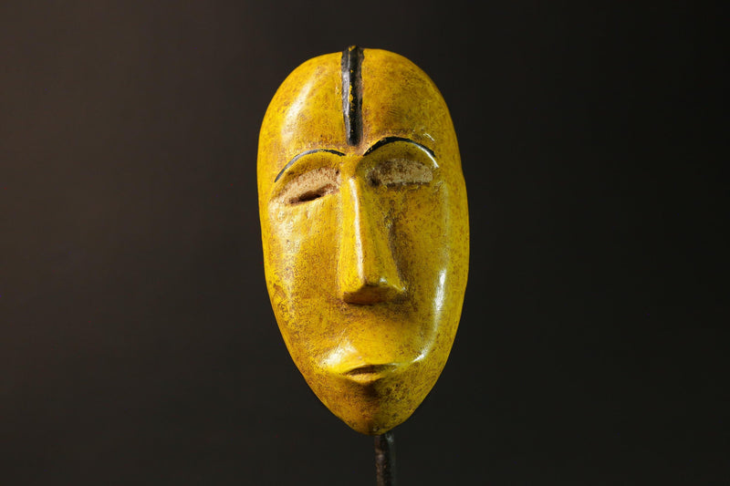 African Dan Mask Handcrafted Yellow Wood Face Portrait Wall Decor Masks for wall-G3045