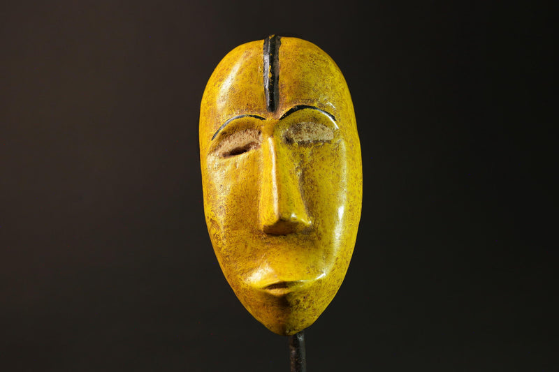 African Dan Mask Handcrafted Yellow Wood Face Portrait Wall Decor Masks for wall-G3045