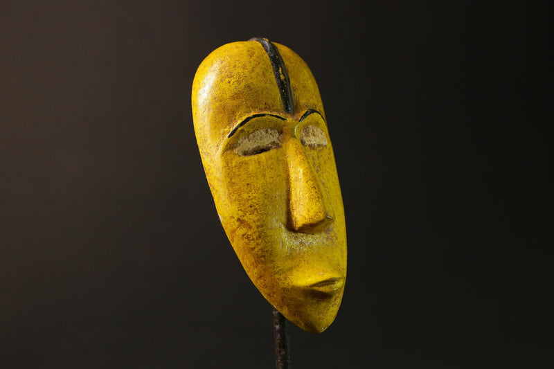 African Dan Mask Handcrafted Yellow Wood Face Portrait Wall Decor Masks for wall-G3045