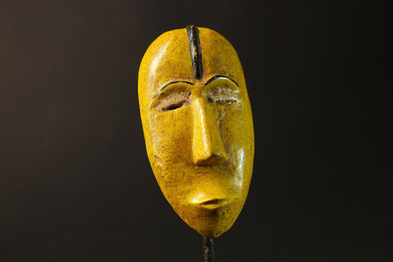 African Dan Mask Handcrafted Yellow Wood Face Portrait Wall Decor Masks for wall-G3045