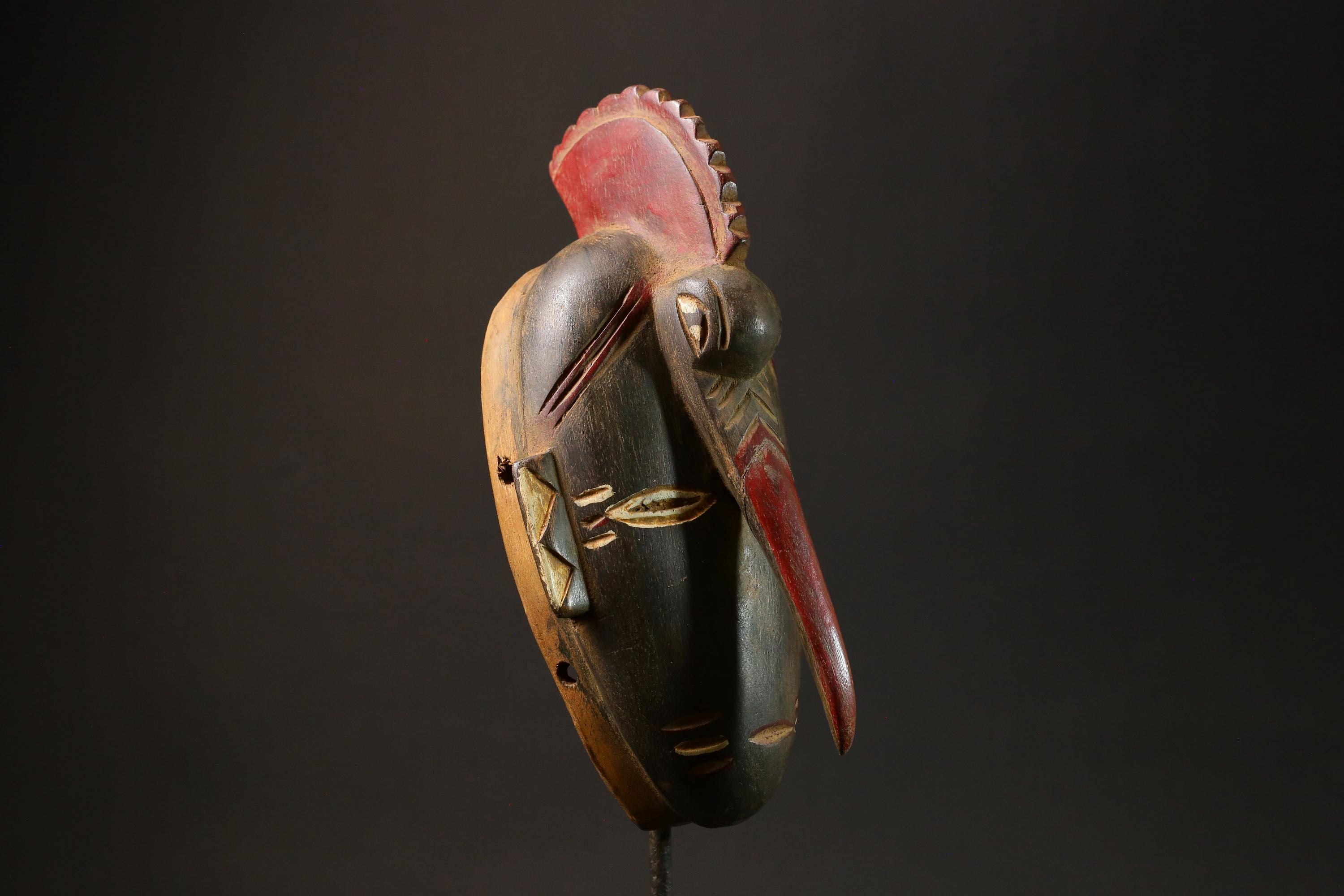 African Carved Wood Mask Handmade Tribal Guru Elephant Mask Decor Masks for wall-G3050