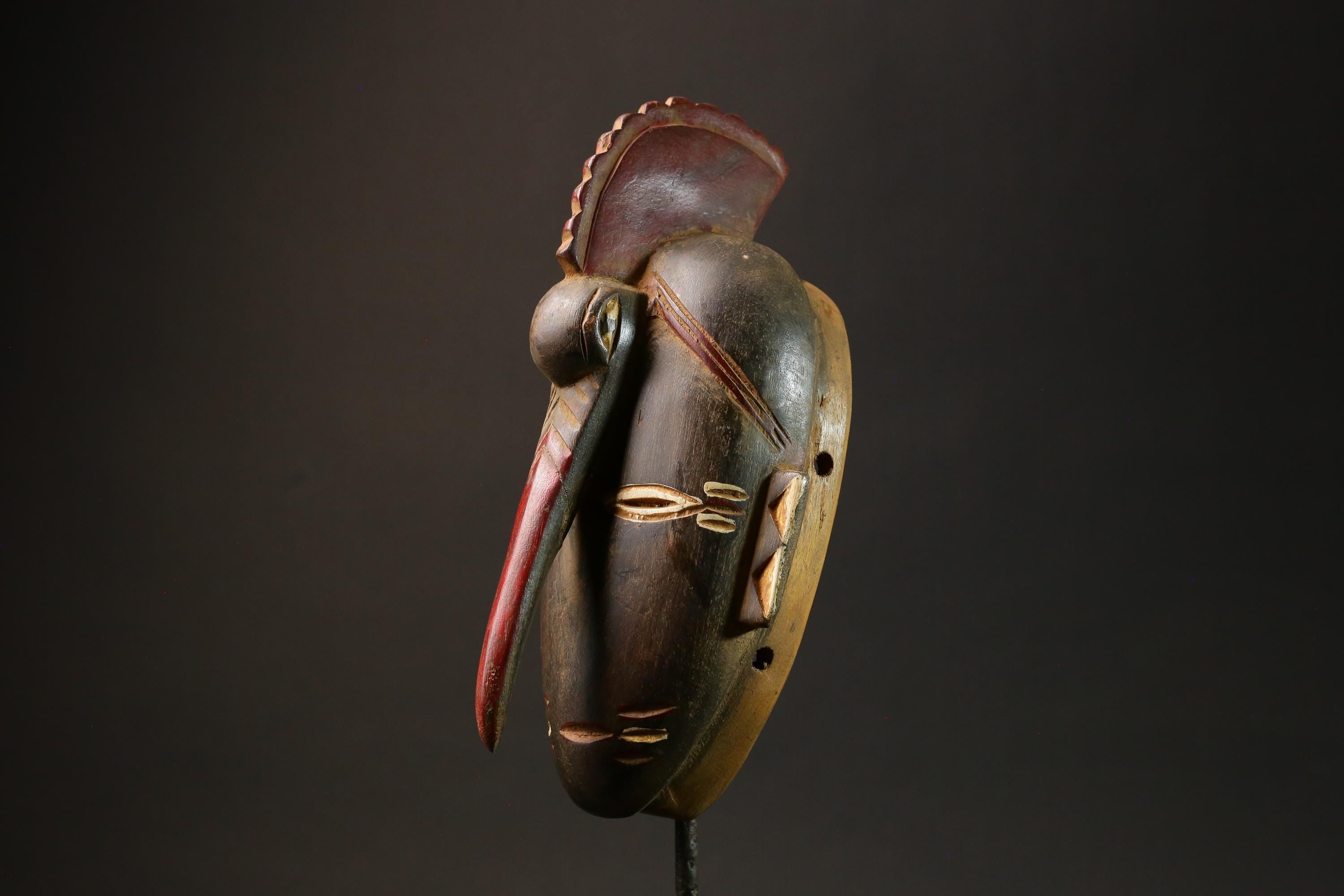 African Carved Wood Mask Handmade Tribal Guru Elephant Mask Decor Masks for wall-G3050