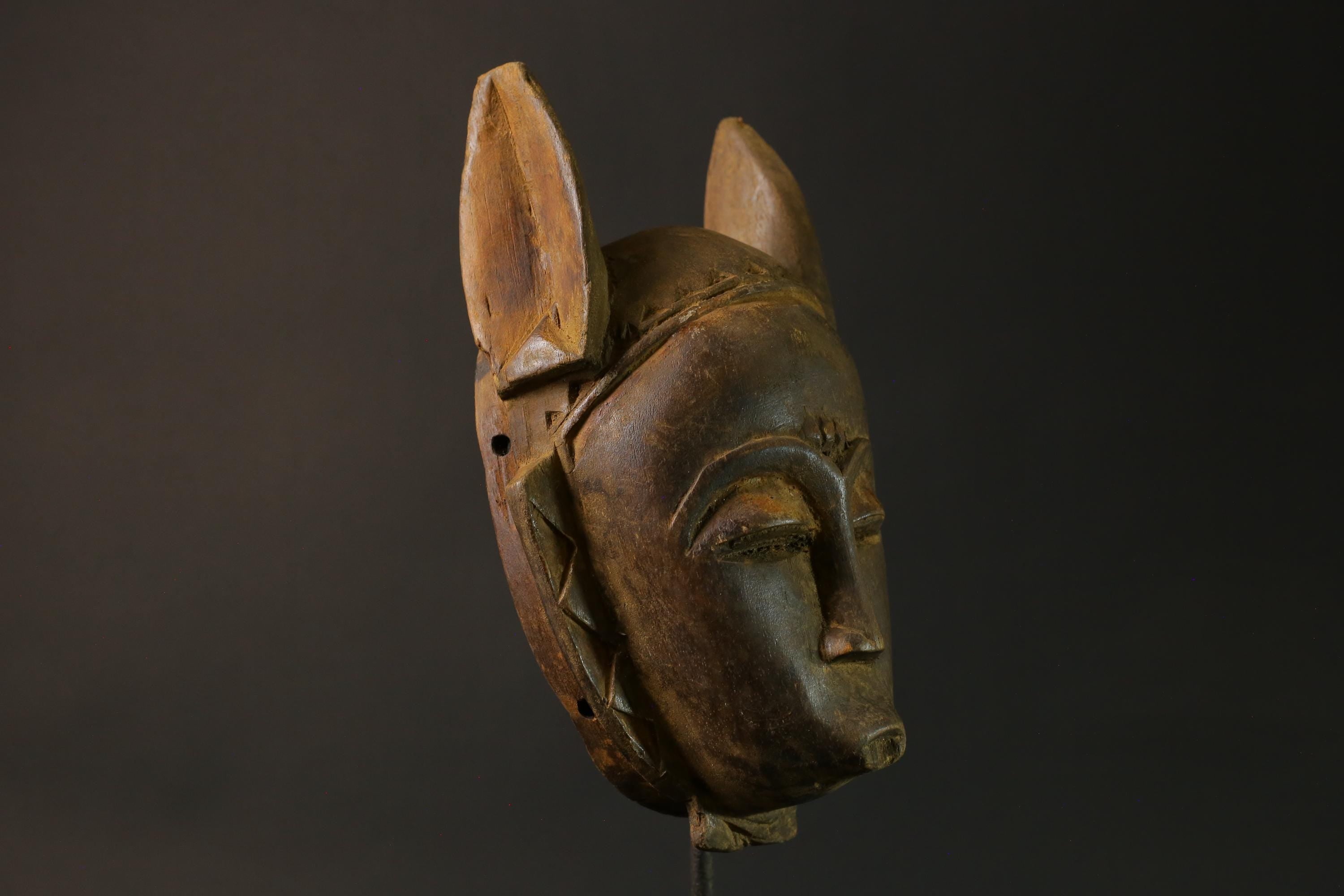 African wood mask antiques Home Décor Masks Baule Antique Carved for wall-8200