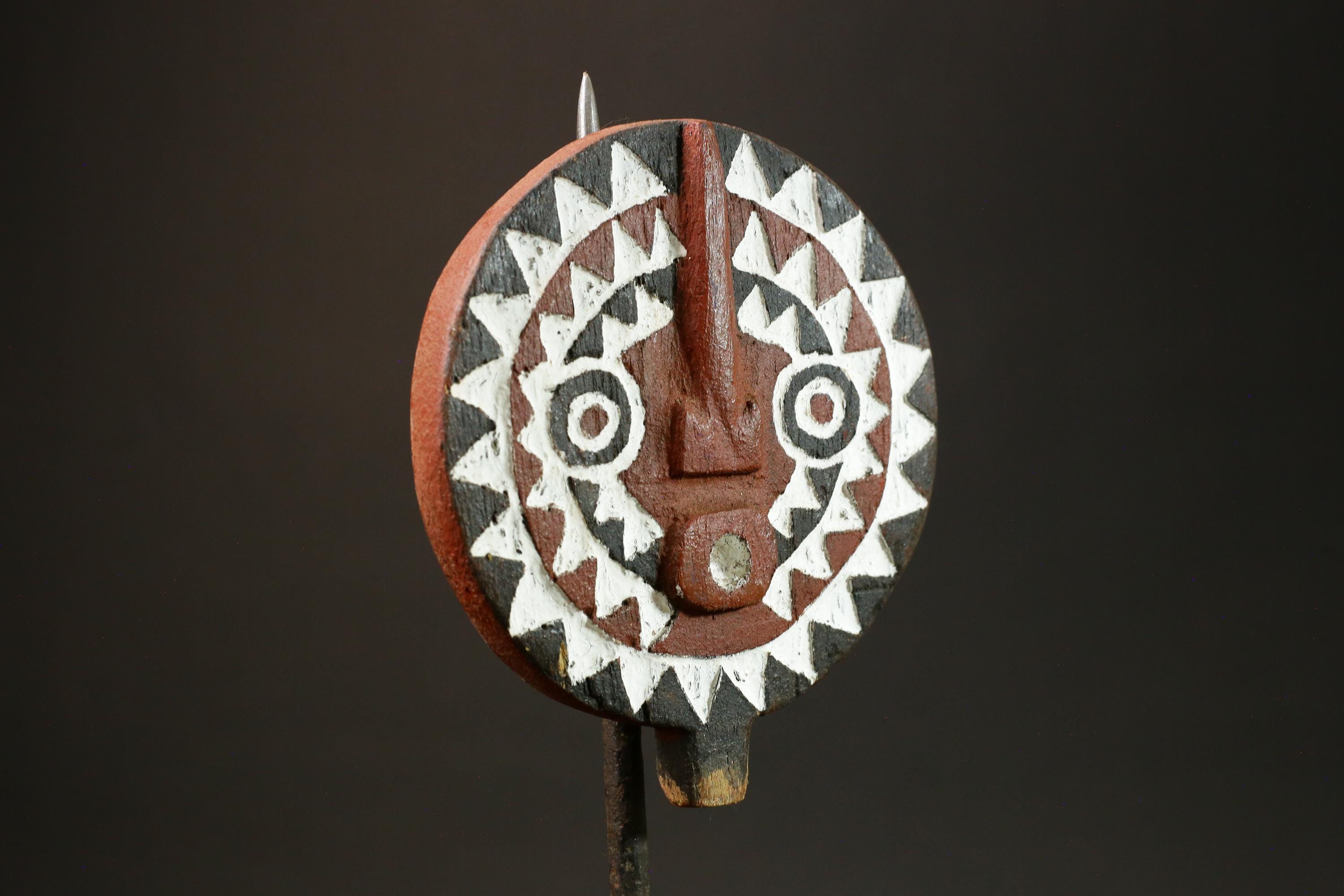 African BWA Bobo Mask Hand-Carved Black and White Wooden Wall Hanging Masks for wall-G3052