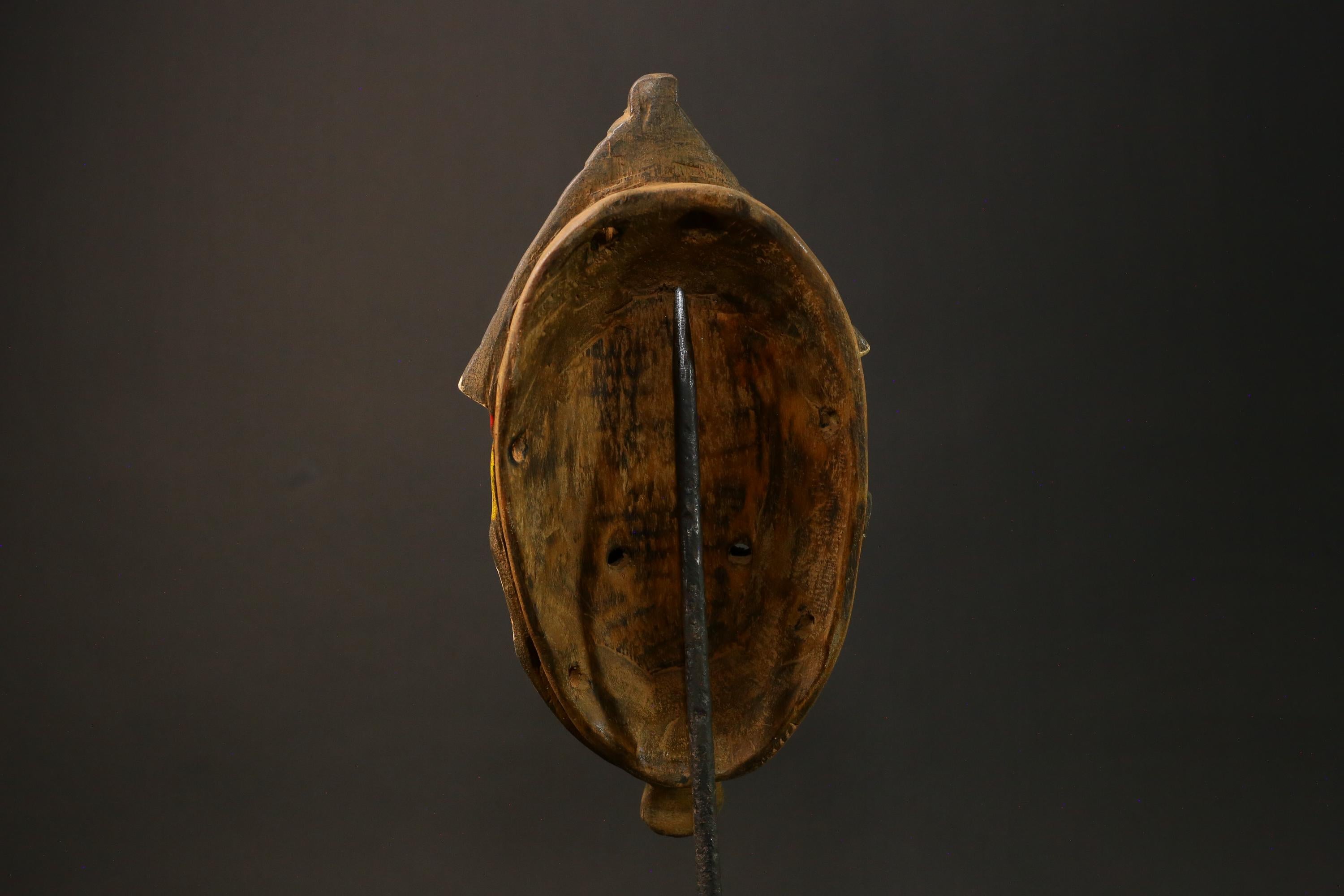 African Goro Baule Mask Hand-Carved Yellow Wood Wall Hanging Decor Masks for wall-G3055