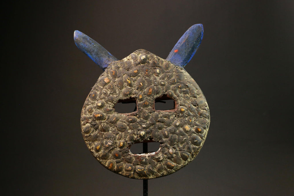 Antique African Mask Traditional Goli Guru Tribe Wood Wall Decor Art Piece-G1434