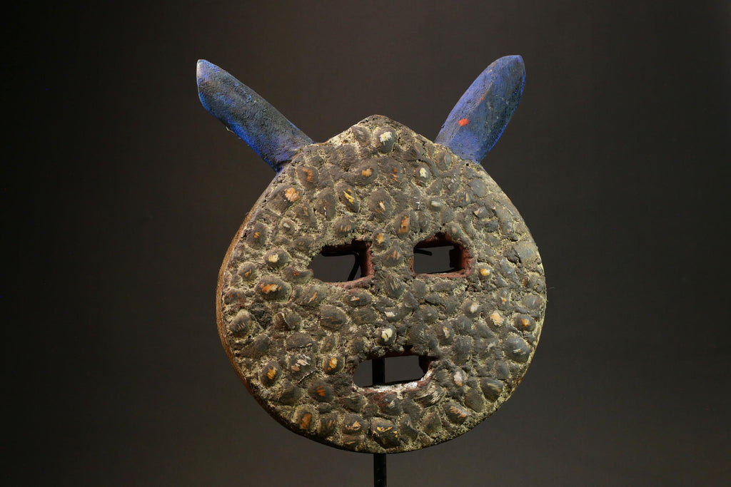 Antique African Mask Traditional Goli Guru Tribe Wood Wall Decor Art Piece-G1434