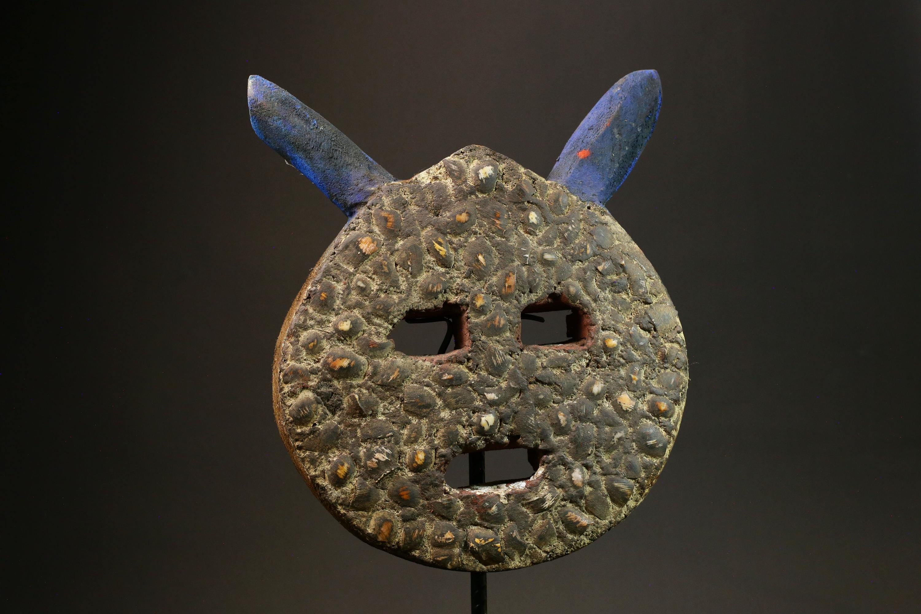 Antique African Mask Traditional Goli Guru Tribe Wood Wall Decor Art Piece-G1434