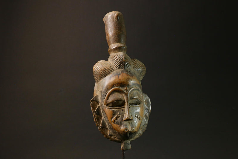 African Tribal Face Mask Yaure Wooden Ceremonial Dance Mask for Display-3175