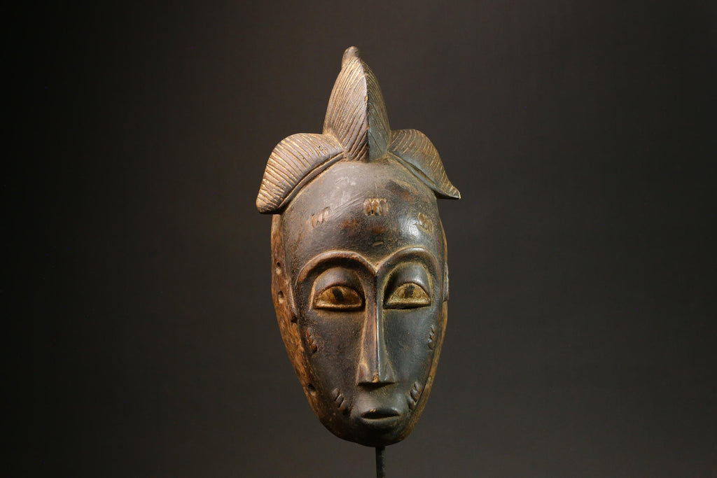 Antique African Guru Mask - Tribal Face Wall Hanging Decor for Home Art-7840