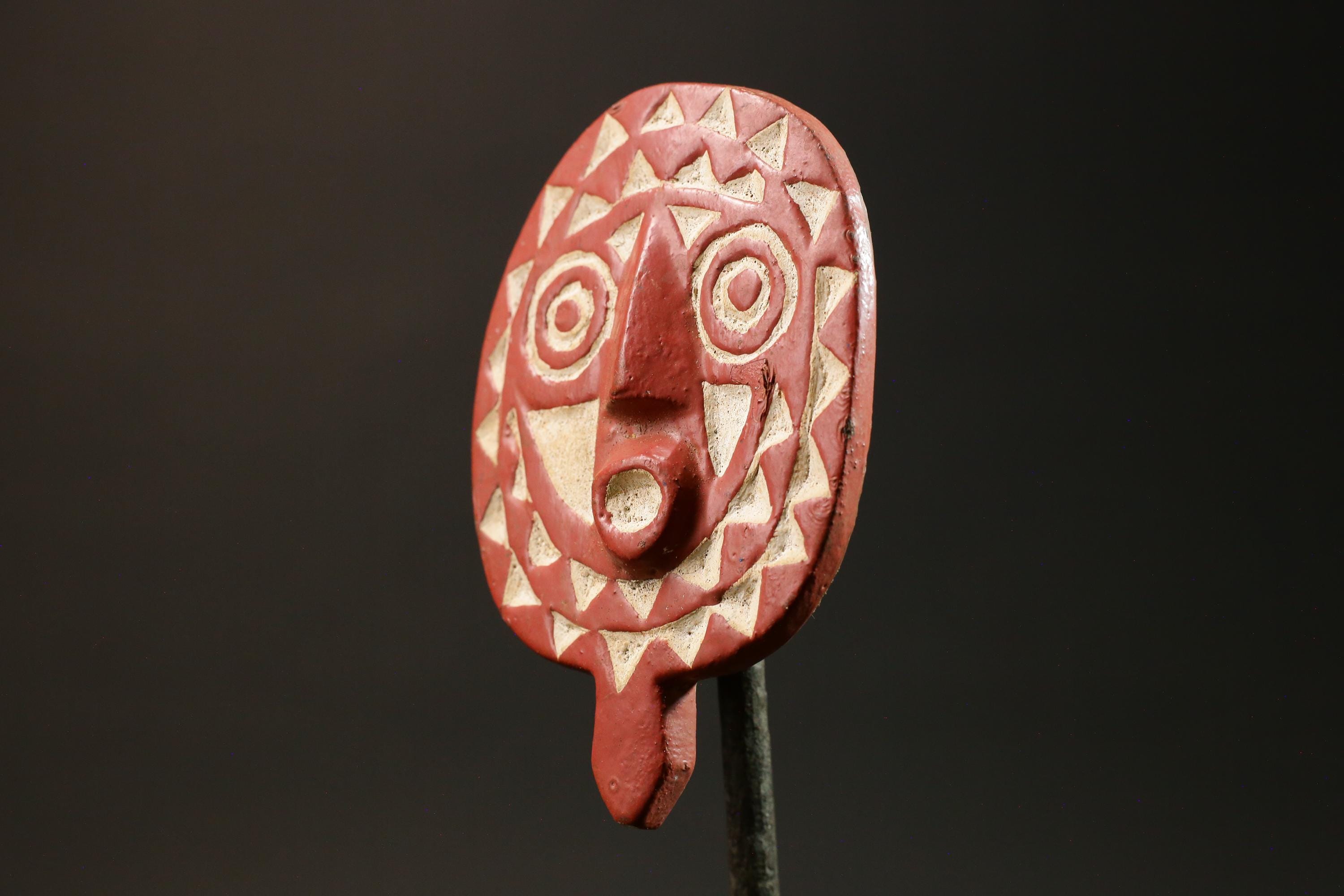 African Sun Mask BWA - Wall Hanging Primitive Art Decor from Burkina Faso-7843
