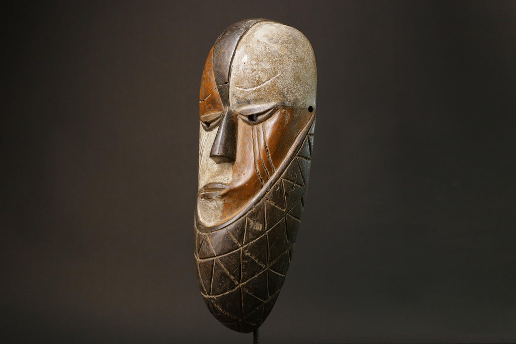 African Mask Tribal Face Lega Mask White With Face Congo Wall Hanging Masks for wall-G2796