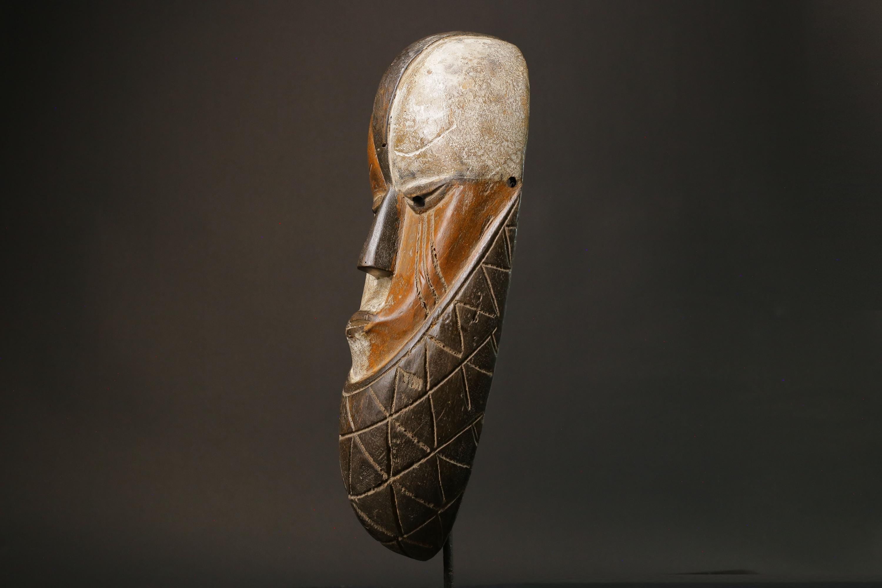 African Mask Tribal Face Lega Mask White With Face Congo Wall Hanging Masks for wall-G2796