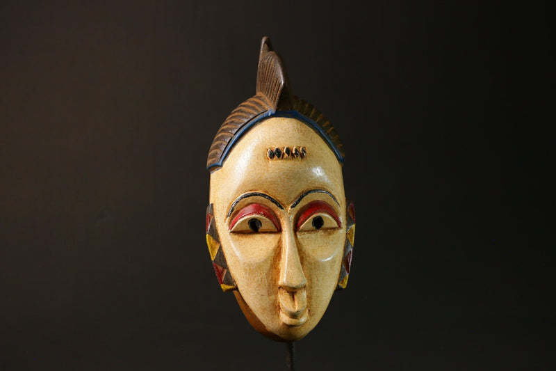 Antique African Guru Mask - White Tribal Face Wall Decor for Home Art-G3068