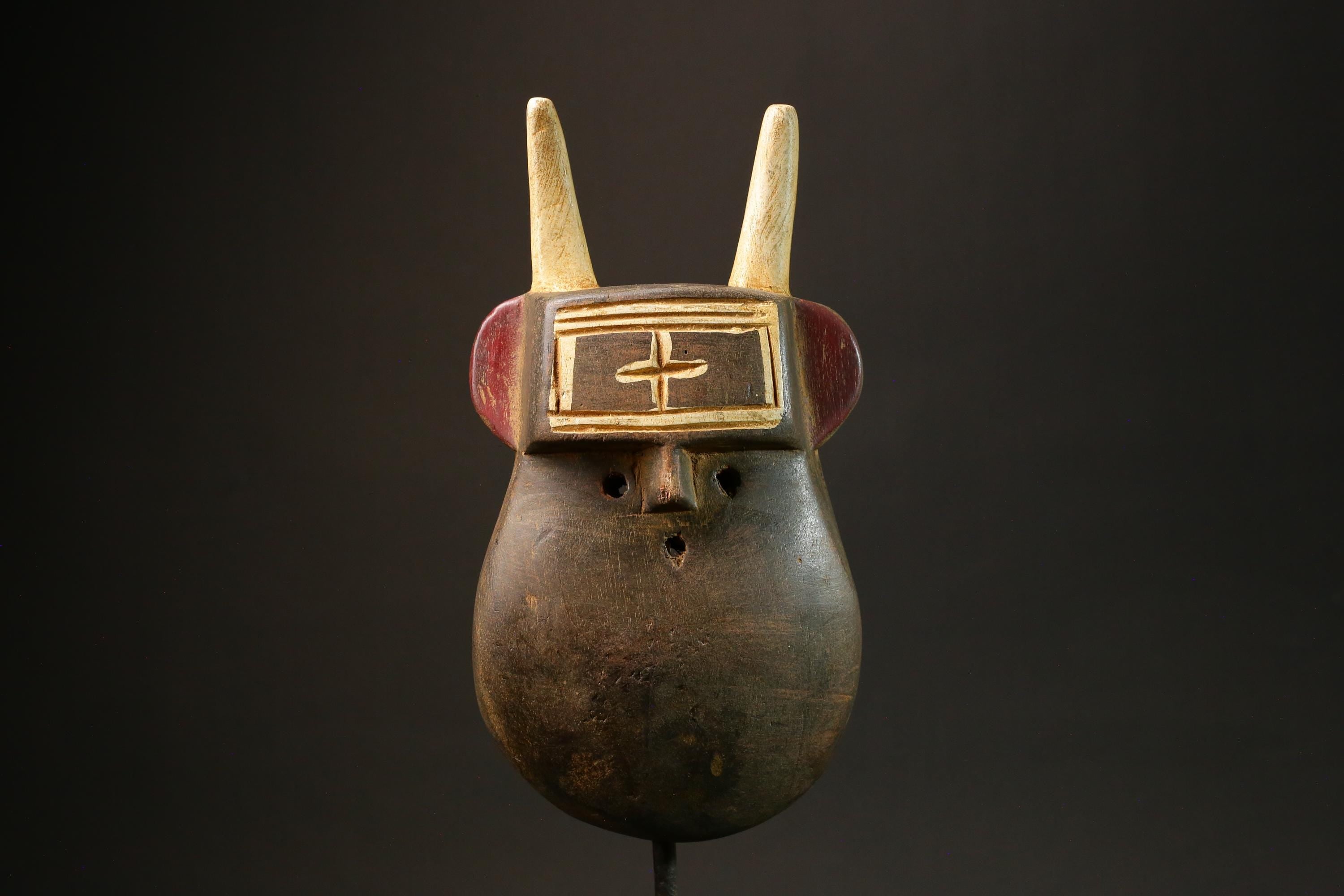 African Vintage TOMA TOMA Mask - Hand-Carved Baule Tribe Wall Decor-G3071