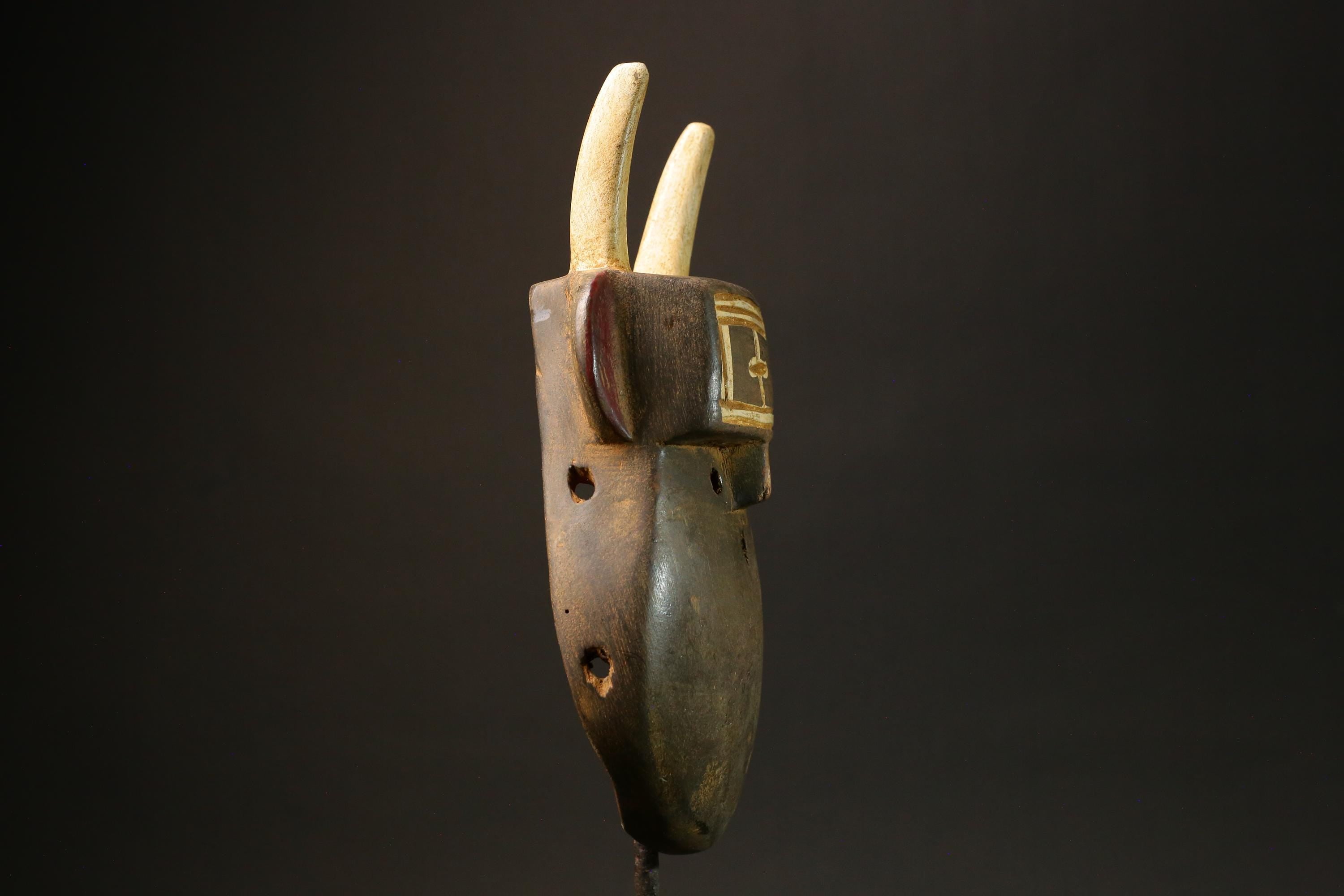 African Vintage TOMA TOMA Mask - Hand-Carved Baule Tribe Wall Decor-G3071