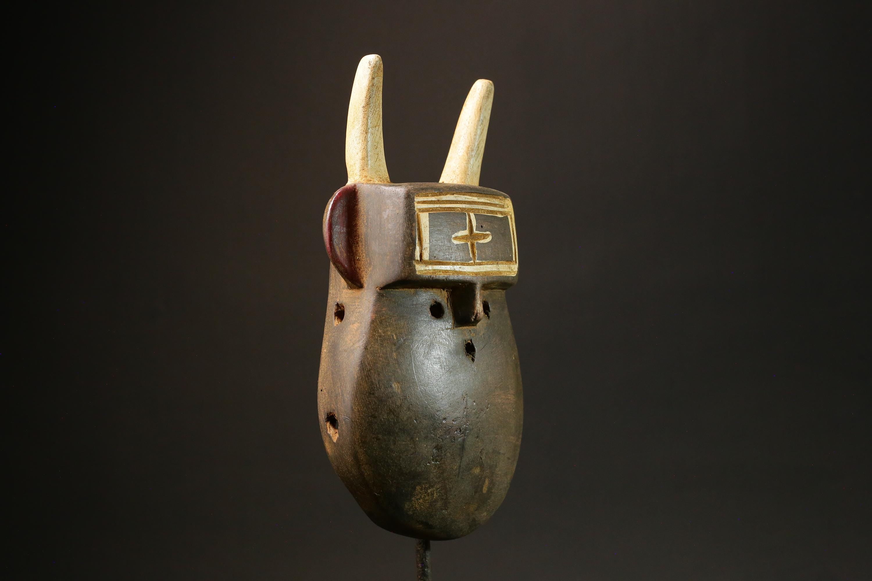 African Vintage TOMA TOMA Mask - Hand-Carved Baule Tribe Wall Decor-G3071