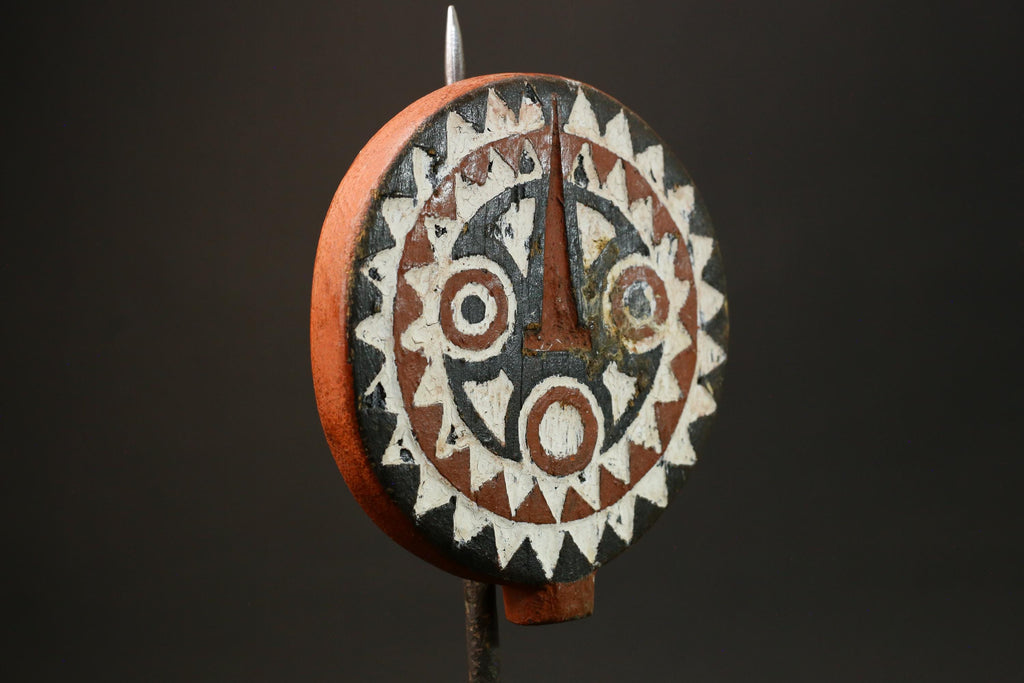 African Bobo Bwa Sun Mask -Black and White Tribal Wall Decor for Home Masks for wall-G3072