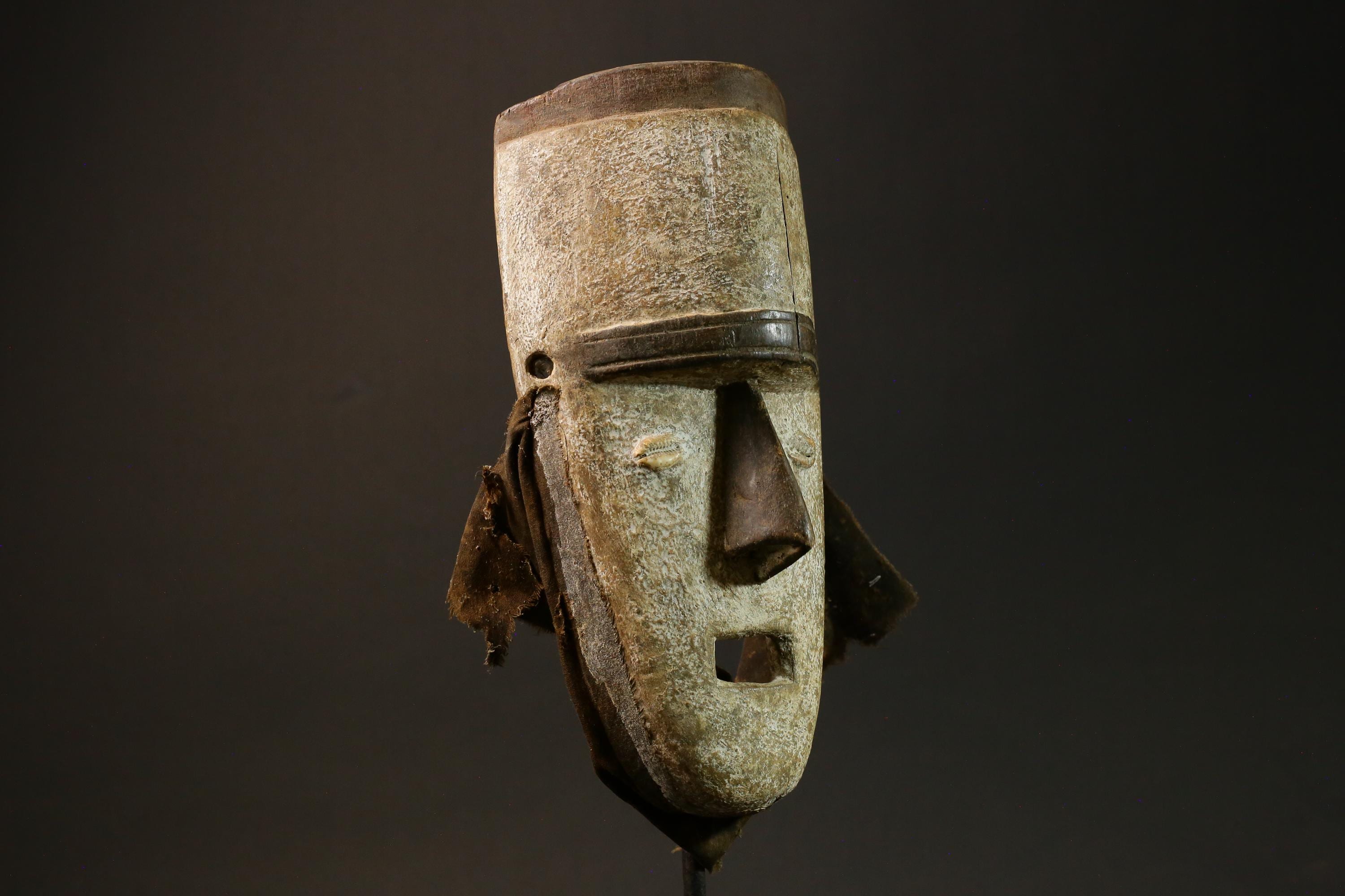 African Vintage Tribal Mask - Hand-Carved Wood Fang Kumu Wall Hanging-6265
