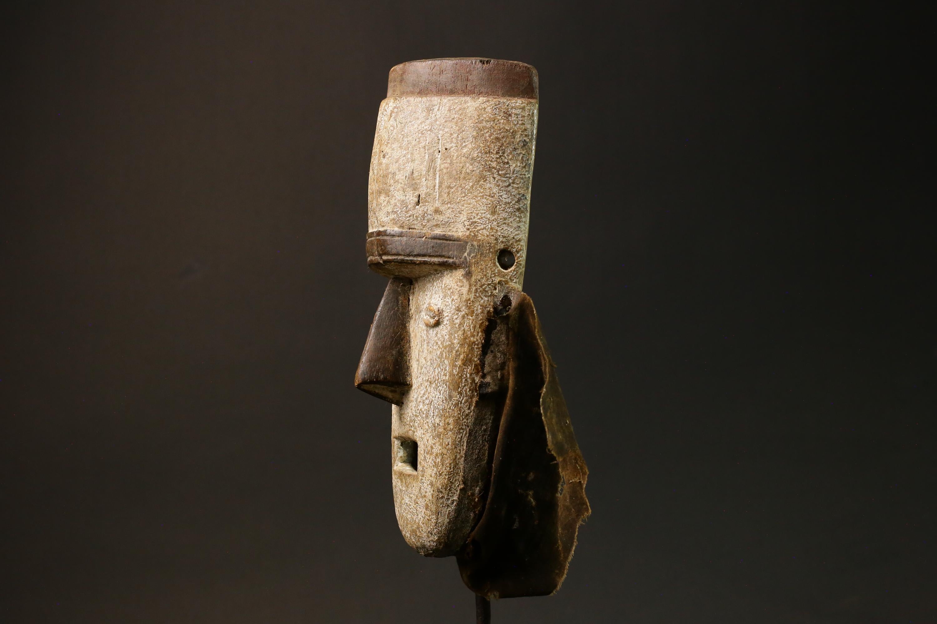 African Vintage Tribal Mask - Hand-Carved Wood Fang Kumu Wall Hanging-6265