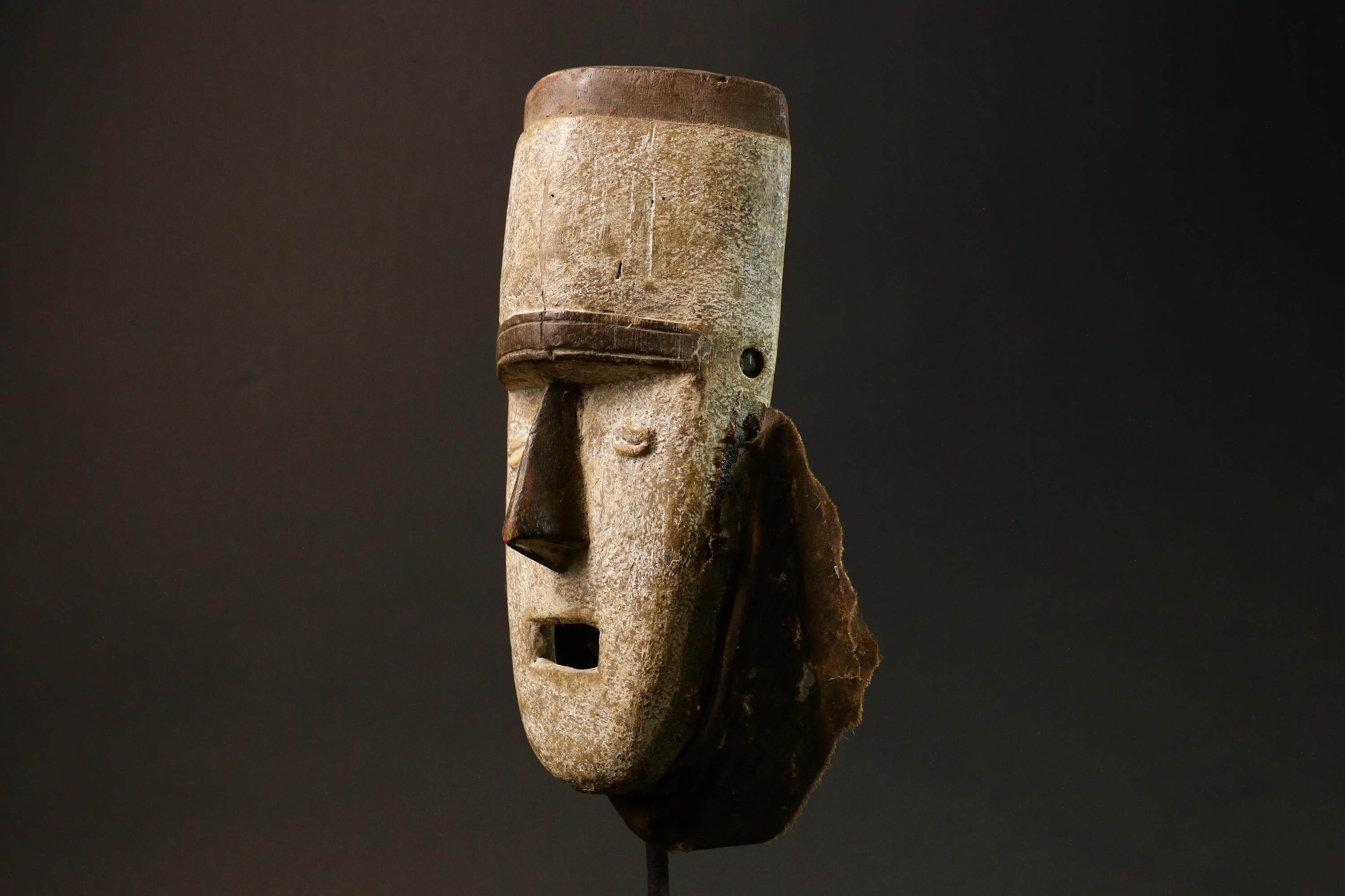African Vintage Tribal Mask - Hand-Carved Wood Fang Kumu Wall Hanging-6265