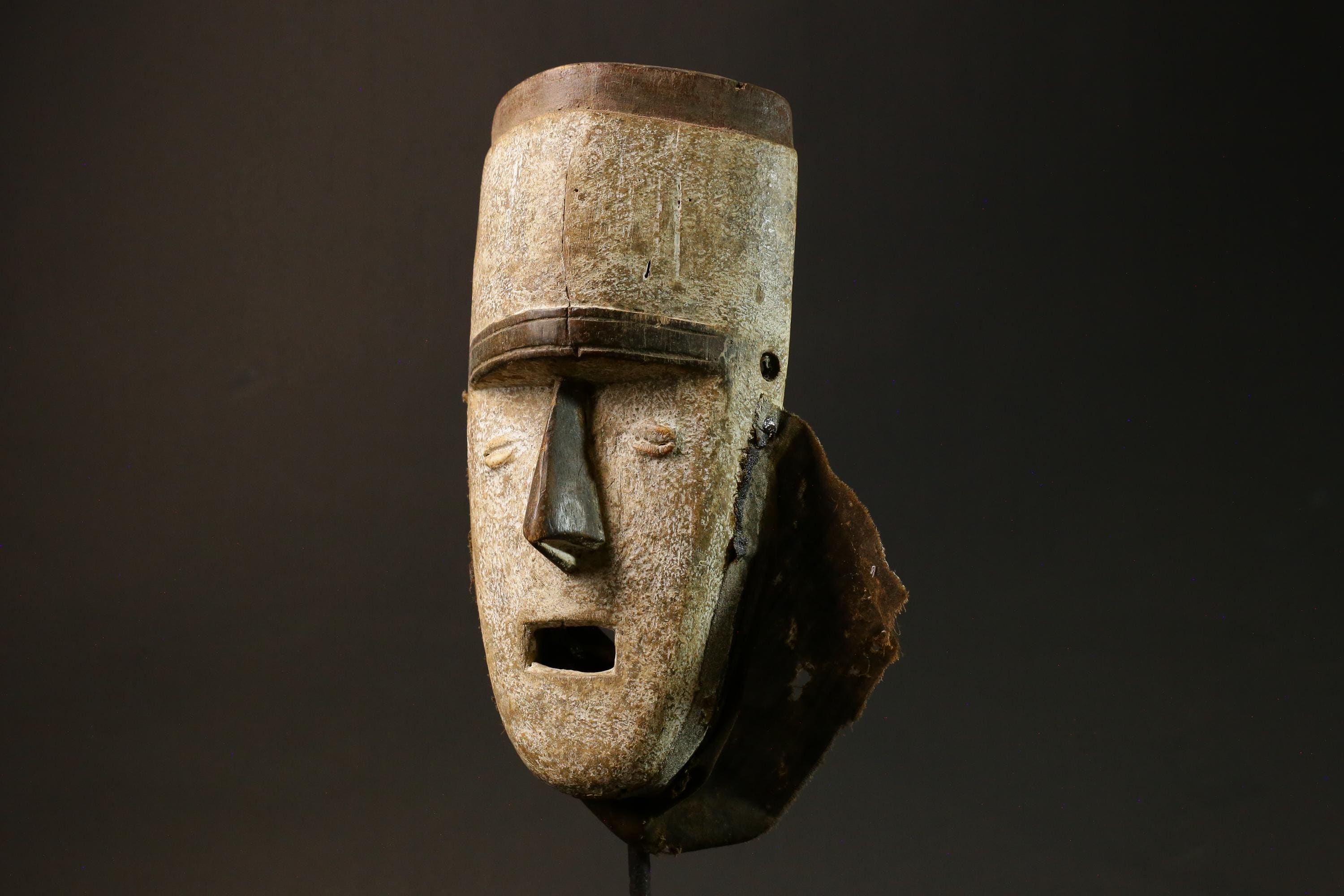 African Vintage Tribal Mask - Hand-Carved Wood Fang Kumu Wall Hanging-6265